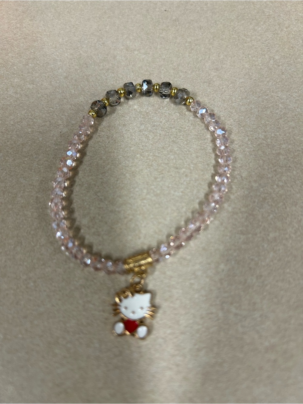 Hello Kitty Pink and Gold Beaded Charm Bracelet for Kids